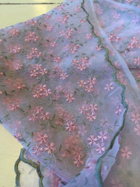 Other - Sheer Embroidered Floral Organza Fabric yardage